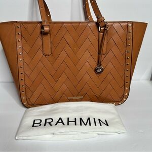 Brahmin Ashlee Nelani Tote Tan Leather Weave